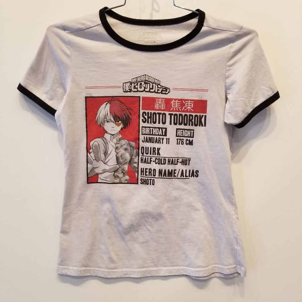Shoto Todoroki‎ Anime My Hero Academia T-Shirt Grey Short Sleeve Tee Size M